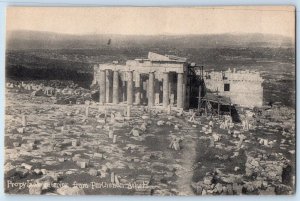 Athens Greece Postcard Propylaea Interior from Parthenon c1930's Posted
