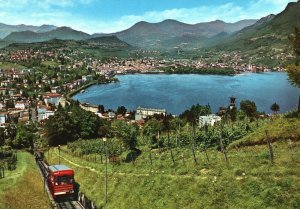 Postcard General View Historical Place Mountains Trains Lugano Switzerland