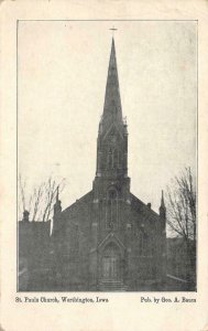 St. Pauls Church, Worthington, Iowa Geo. A. Baum 1908 Vintage Postcard