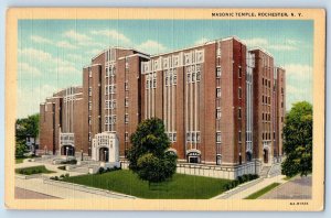 Rochester New York NY Postcard Masonic Temple Exterior Roadside 1942 Vintage