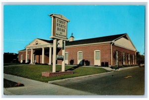 Princeton Illinois IL Postcard First State Bank Main Street c1950's Vintage