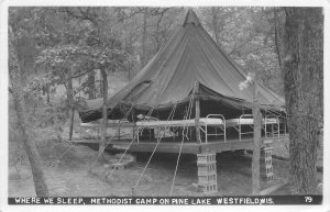 Postcard RPPC Wisconsin Westfield Methodist camp Pine Lake #79 23-11129