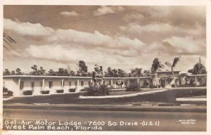 West Palm Beach Florida Bel Air Motor Lodge Real Photo Vintage Postcard AA48849