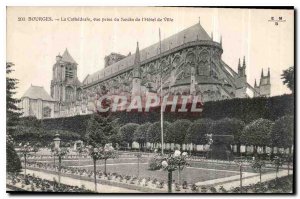 Old Postcard Bourges La Cathedrale View from the Garden of the Hotel de Ville