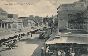 AJMER , India, 1900-10s ; Naya Bazar Street with fort