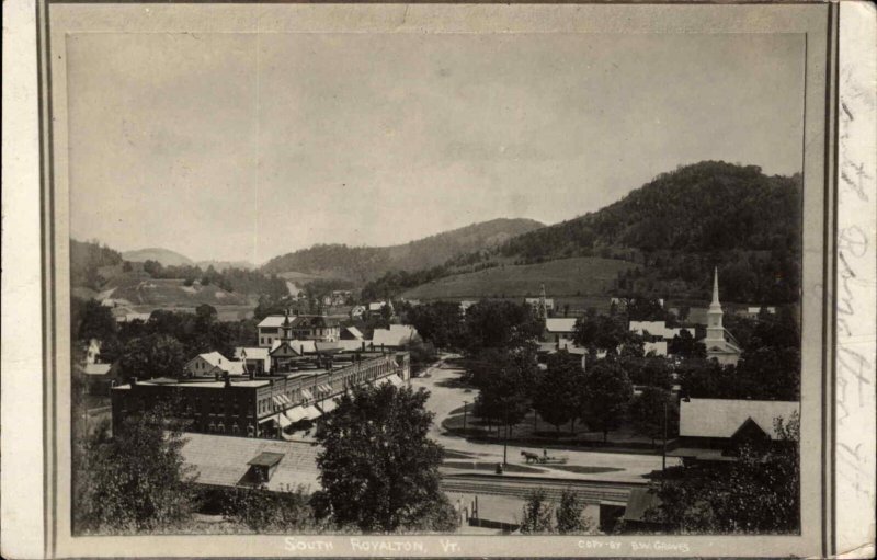 South Royalton VT Birdseye View Downtown c1910 Real Photo Postcard