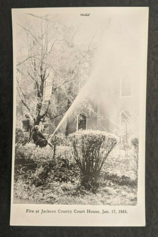 Mint Vintage Fire Jackson County Court House Ohio 1951 Real Photo Postcard RPPC