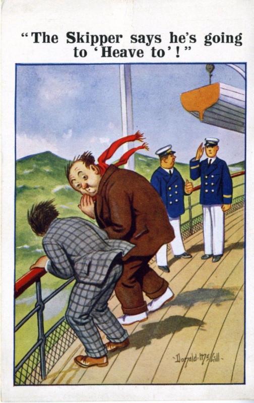 Funny Boat Boating Skipper Seasickness Nautical Ship Donald McGill Postcard  