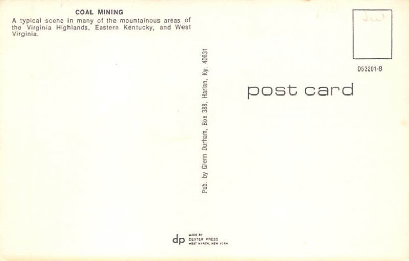 Coal Mining Coal Mining - Misc, West Virginia WV Postcard