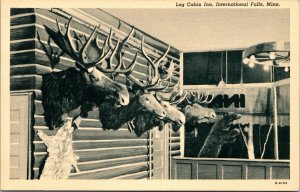 Postcard Moose Head Trophy Log Cabin Inn in International Falls Minnesota~133454