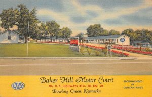 BAKER HILL MOTOR COURT BOWLING GREEN KENTUCKY POSTCARD (1940s)