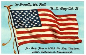 American Flag Flag We Love So Proudly We Hail Postcard