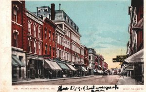 VINTAGE POSTCARD VIEW WATER STREET AUGUSTA MAINE TRIPLE CANCEL FRESH 1906