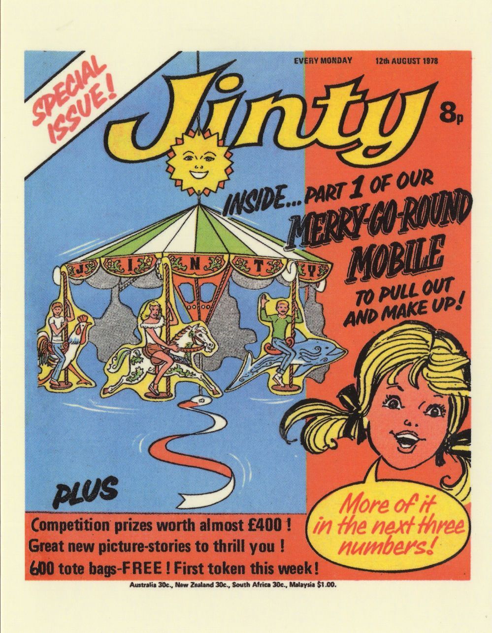 Cut Out Toy Roundabout Merry Go Round Jinty 1970s Girls Comic Postcard