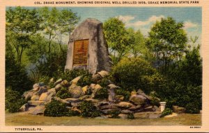 Pennsylvania Titusville Colonel Drake Monument Showing Original Well Drilled ...