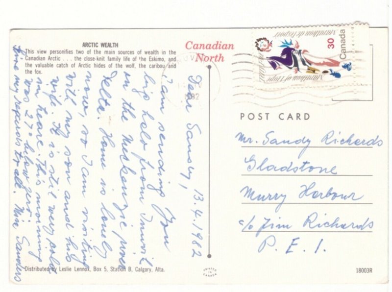 Eskimo Family, Inuit, Canada, 1982 Chrome Postcard