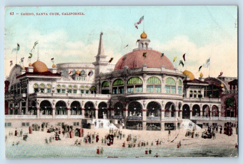 Santa Cruz California CA Postcard Casino Exterior Building c1907 Vintage Antique