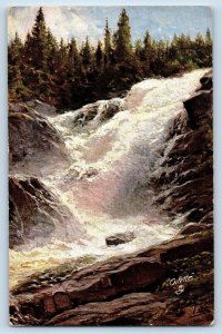 1910 Tuck Oilette Vintage Postcard Norway Falls Mesna Lake Wide World No. 7079