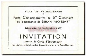 Cardboard inviations Valenciennes City Of Festivals Commemorative Centenary o...