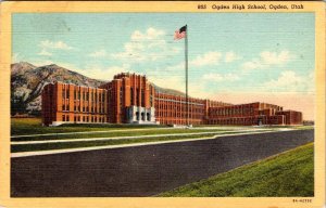 Ogden, UT Utah   ODGEN HIGH SCHOOL   1949 Curteich Linen Postcard