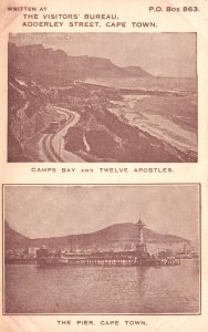 Vintage Postcard Camps Bay and Twelve Apostles Pier Cape Town South Africa