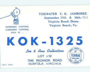 Pre-1980 RADIO CARD - CB HAM OR QSL Virginia Beach VA AH2400