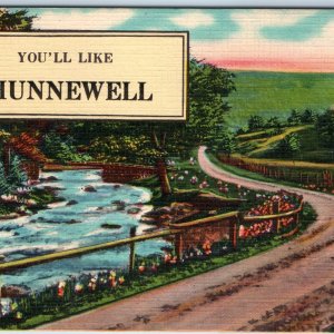 c1940s Hunnewell, MO Missouri Greetings You'll Like Linen Postcard Vtg PC A243