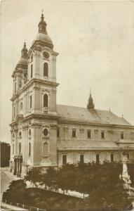 Kalocsa town in Bács-Kiskun county Hungary 1920s real photo postcard church