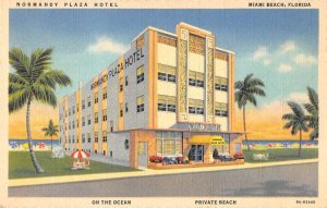 Miami Beach Florida Normandy Plaza Hotel Linen Vintage Postcard AA30383