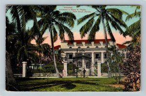 Palm Beach FL-Florida, Front View Whitehall Flagler Mansion, Vintage Postcard