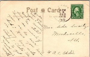My But It's Easy in Hebron Indiana Pennant Postcard PM 1913