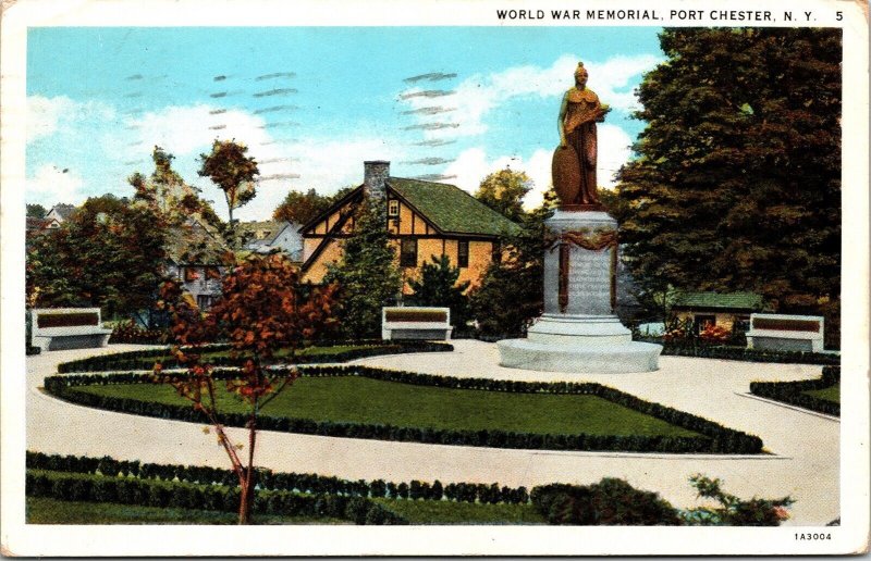 World War Memorial Port Chester New York Ny Statue 1942 Cancel Wob Pm ...