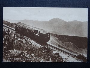 Wales TRAIN DESCENDING SNOWDON 'Summit Stamp' c1921 Postcard by Valentine