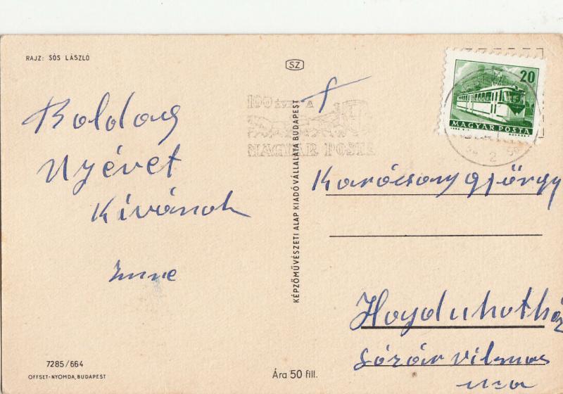 Hungary New Year pig greetings postcard