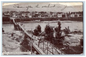 1908 Foot Bridge Across Scene Missoula River Montana MT Posted Vintage Postcard