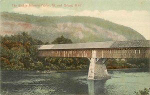 Postcard New Hampshire Orford Bridge between Fairlee Vermont Abbott 23-9850