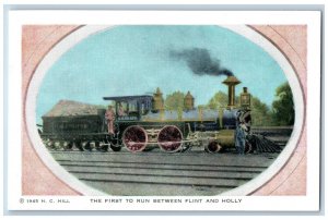 Flint Michigan Postcard Historical Transportation Holly Locomotive 1940 Vintage