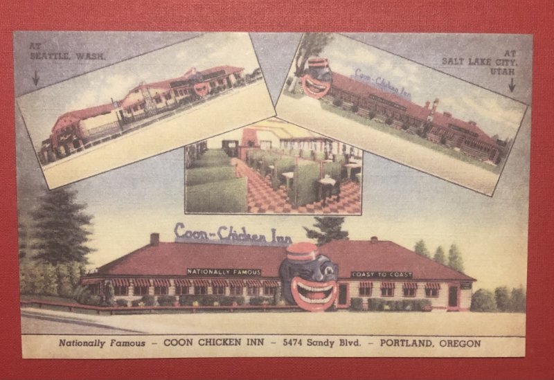 Black Americana, Coon Chicken Inn, Portland, Oregon, Vintage Postcard