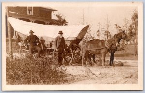 K49/ Interesting RPPC Postcard c1910 Americana Conestoga Wagon Horse 294
