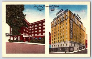 The New Hungerford Hotels, Portland Ore. Seattle Wash Postcard