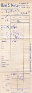 Venezia Venice Hotel San Marco 1940s Receipt