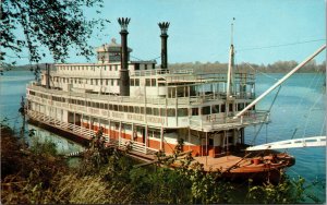 Vtg 1950s Stern Wheeler on the Mississippi River Unused Chrome Postcard