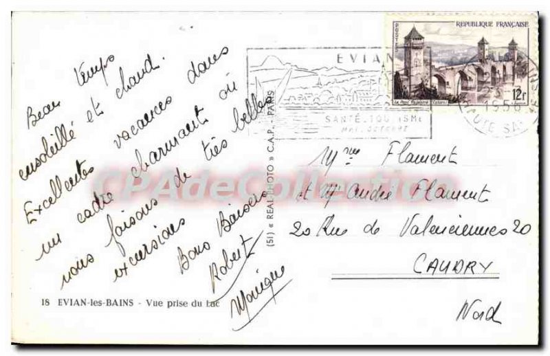 Old Postcard Evian Les Bains Vue Prize Du Lac