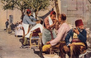 P1900 old postcard a turkish barber shop constantinople turkey