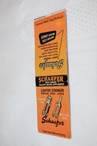 Schaefer Railway Brake Appliances Advertising 20 Strike Matchbook Cover