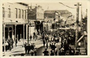 PC CPA US, NV, VIRGINIA CITY, C STREET, VINTAGE REAL PHOTO POSTCARD (b6710)