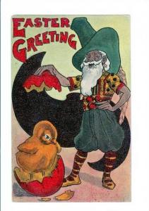 LP37  Easter Holidays Greetings,  vintage postcard, magician