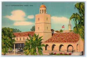 c1940's US Customs Building, Side of Rio Grande River Laredo Texas TX Postcard