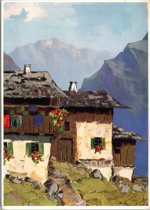 Postcard Art Germany - Bergbauernhaus by Jakob Hecker - Mountain Farmhouse