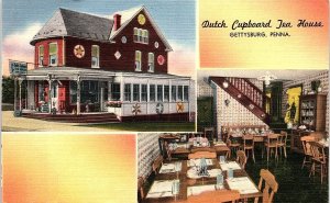 c1935 GETTYSBURG PENNSYLVANIA DUTCH CUPBOARD TEA HOUSE LINEN POSTCARD 39-219